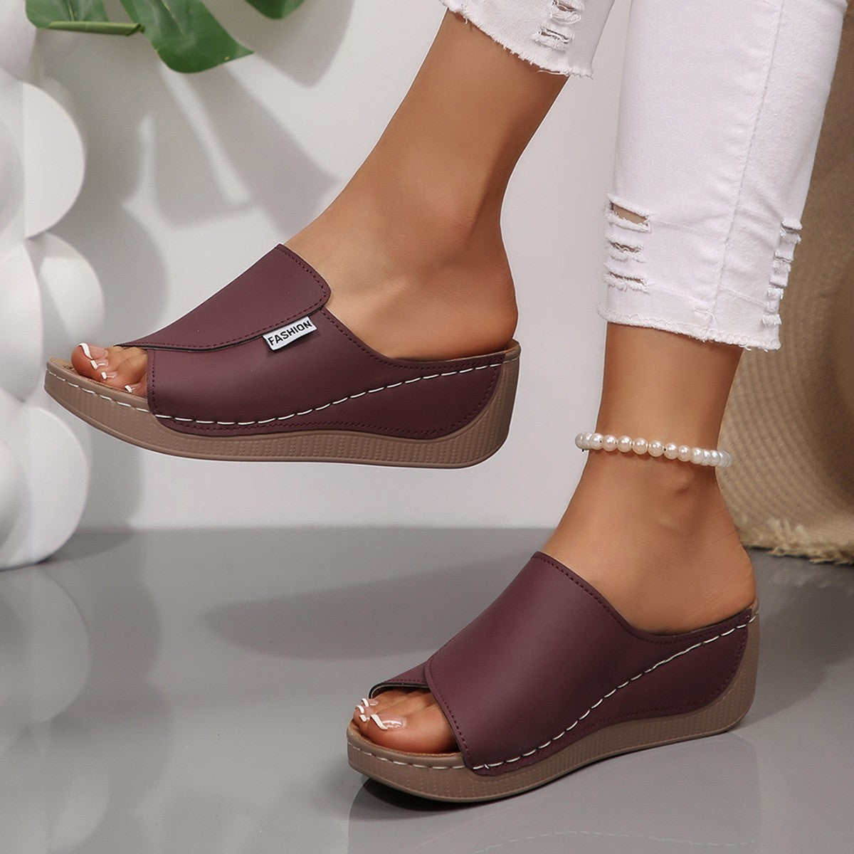 Women Wedge Heel Peep Toe Sandals