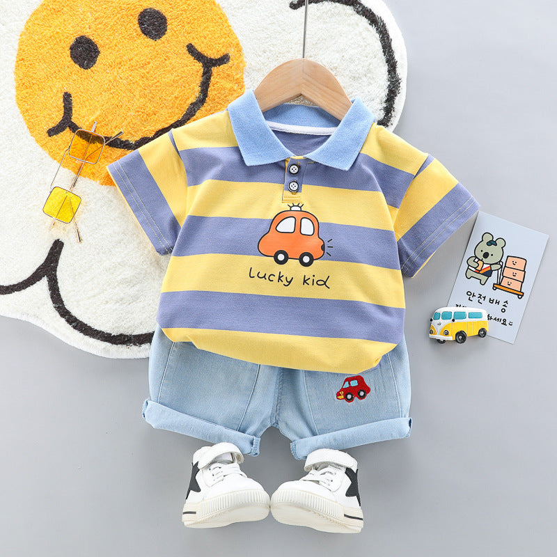 Boys' Summer Short Sleeve Korean Style Lapel Polo Shirt