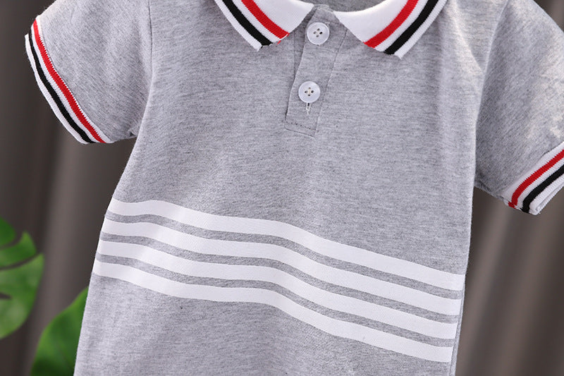 Boys' Summer Lapels Short Sleeve Two-piece Suit