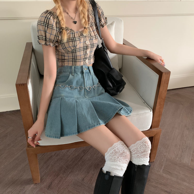 High Waist Was Thin Retro Hong Kong Flavor Pleated A-line Skirt Trend