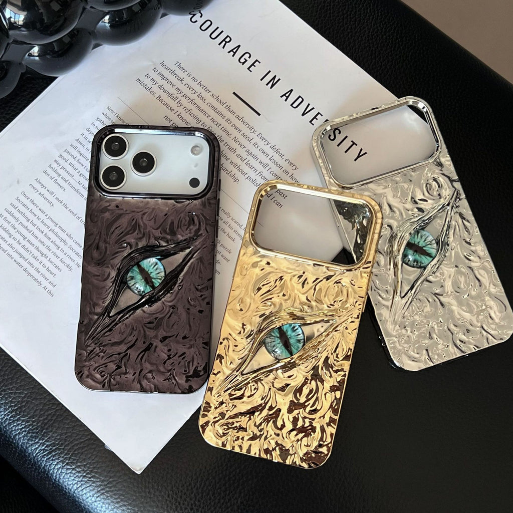 iPhones 17 covers | iPhone covers -High-grade Electroplated Tin Paper Pattern Stereo Eyes Phone Case