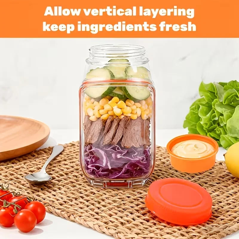 Side-opening salad making and storage tool