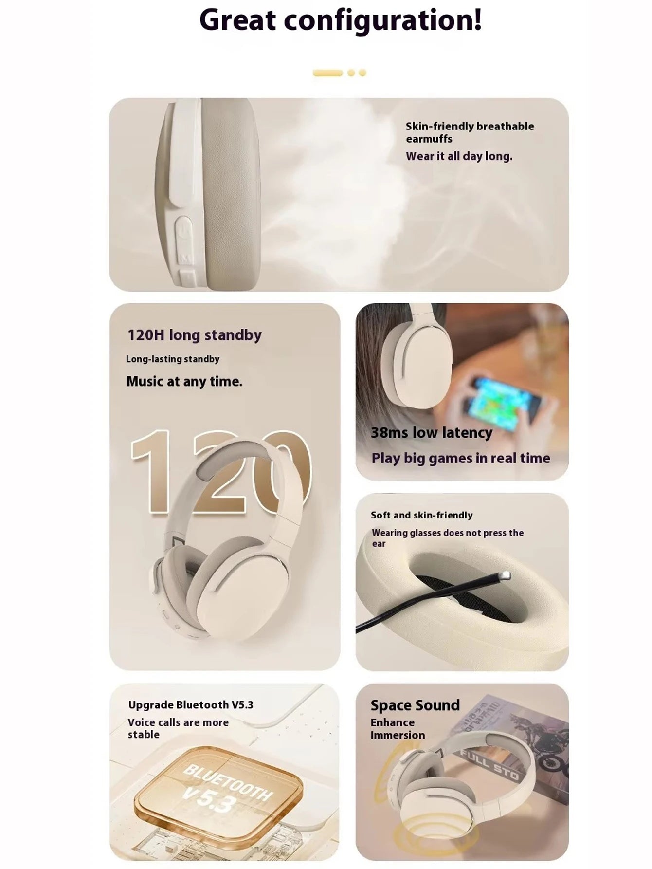Foldable Wireless BT Stereo Headphone