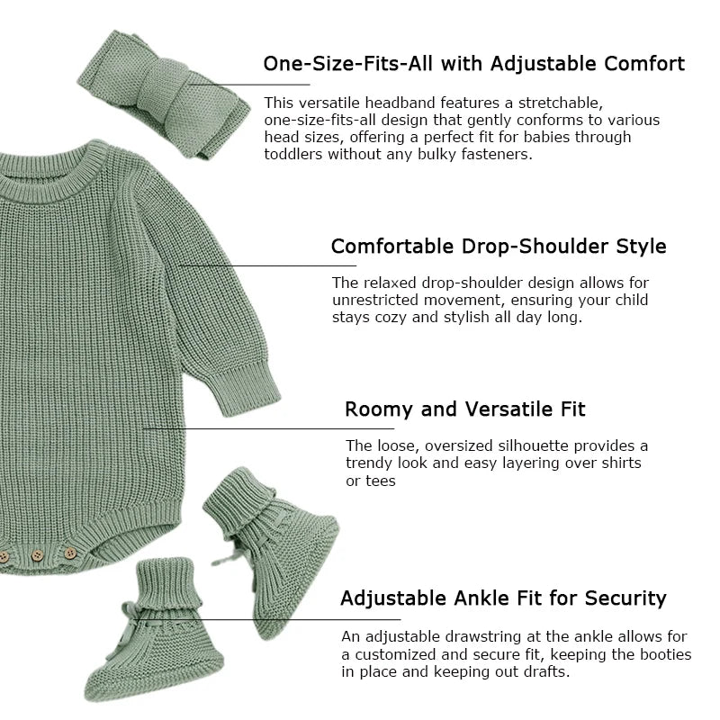 Wholesale Crochet Clothes Headbands Sock Shoes Plain Knitted Boys Girls Baby Sweaters Rompers