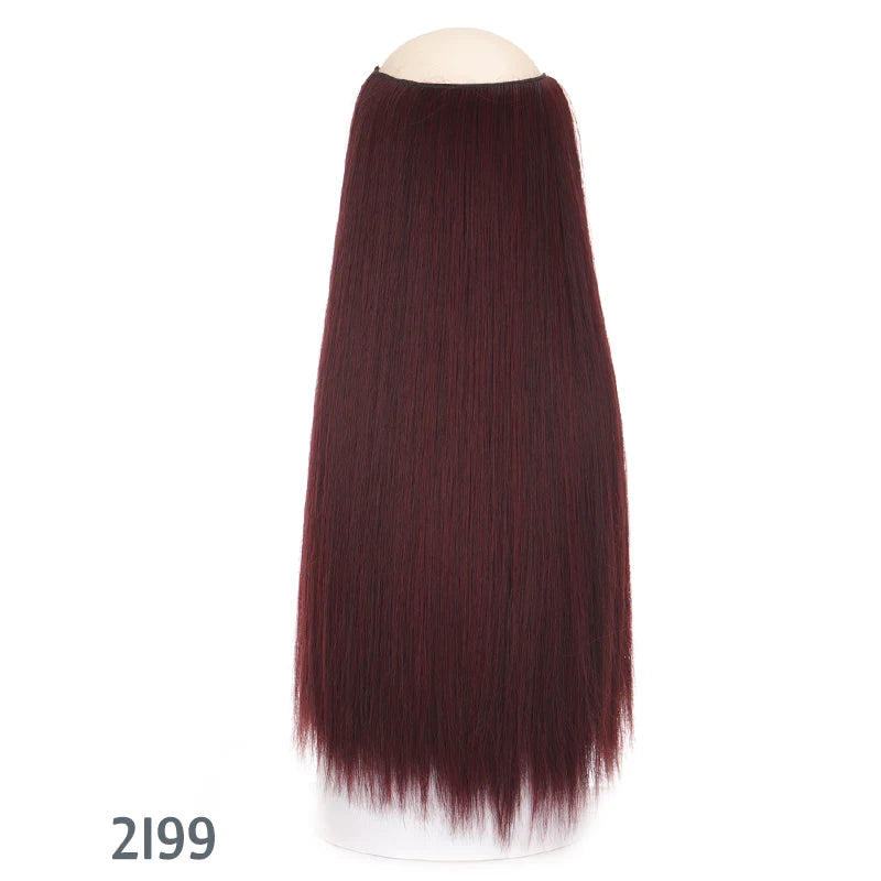 No Clip In Hair Extensions Fish Line Straight Curly Wig