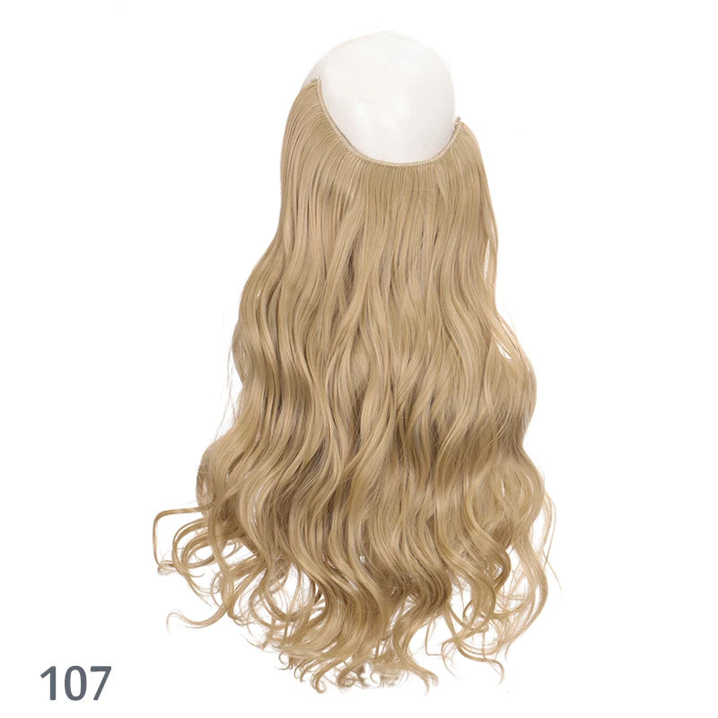 No Clip In Hair Extensions Fish Line Straight Curly Wig