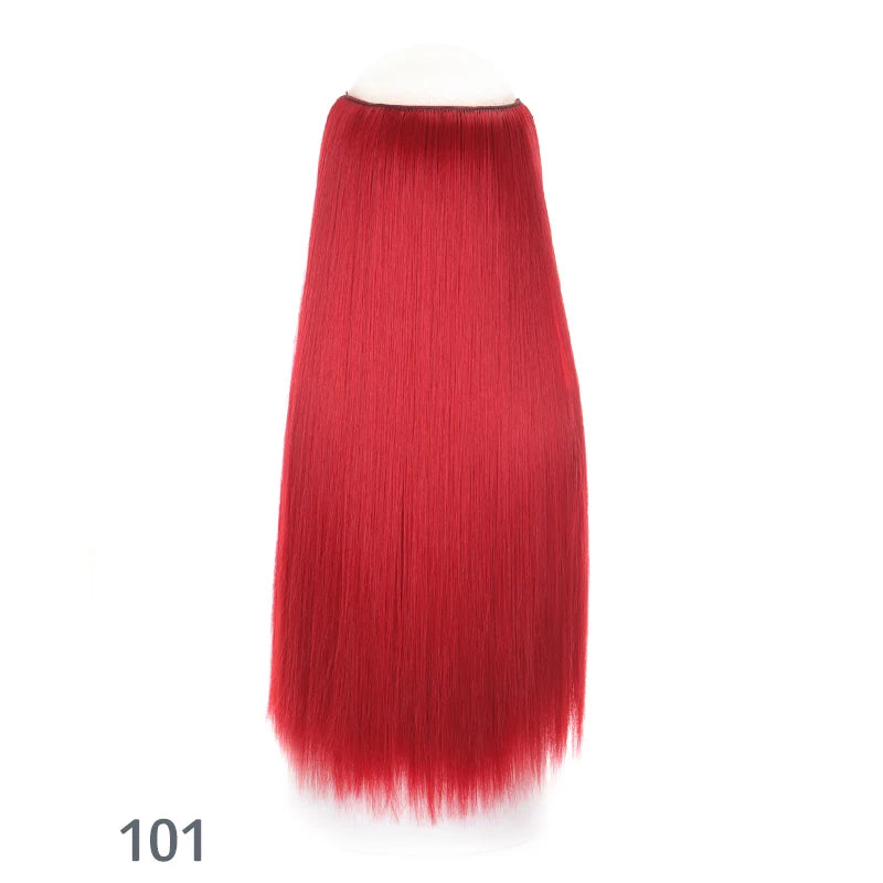 No Clip In Hair Extensions Fish Line Straight Curly Wig