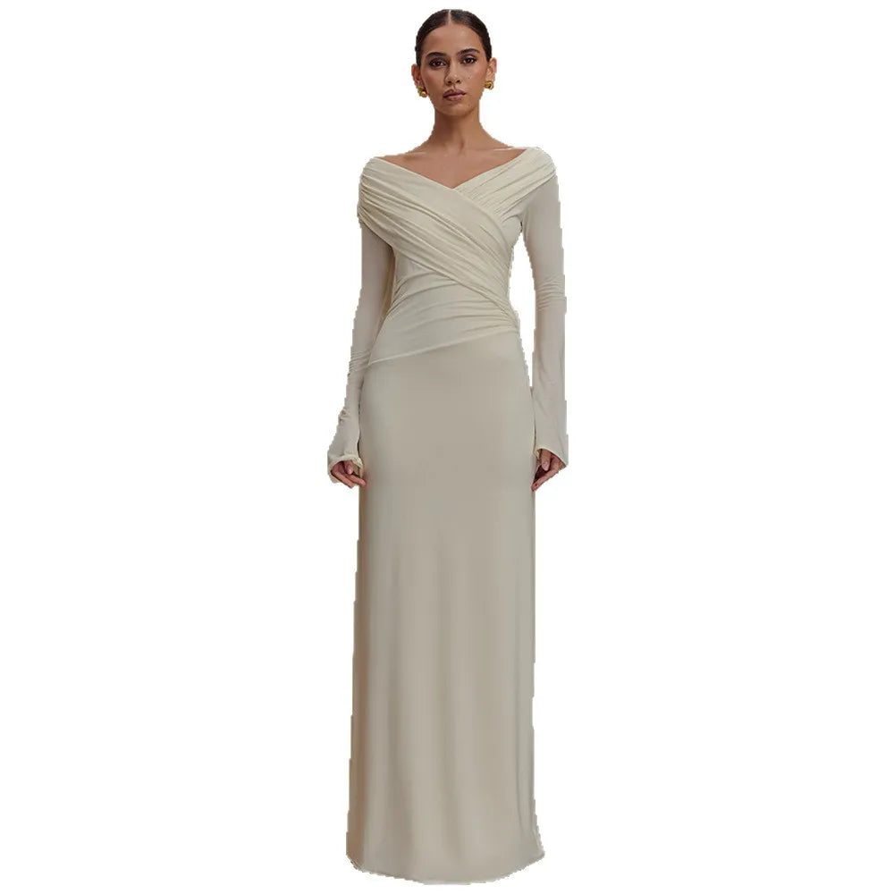 Slim Fit Shirring Women's Party Style Evening Dress