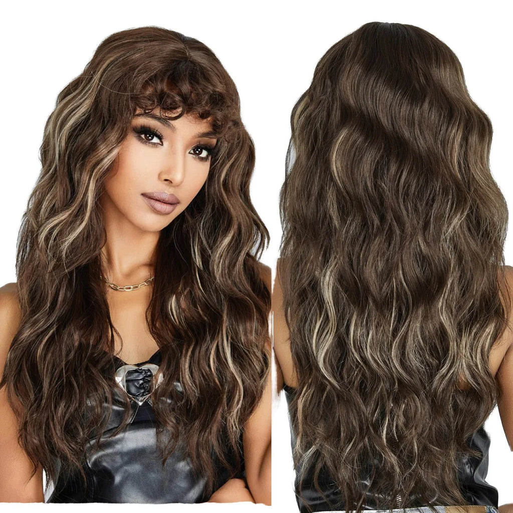 16 Inch Black Brown Shoulder Length Straight Adjustable Wig