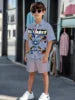Striped Color Block Printed Boys' Summer Casual clothing