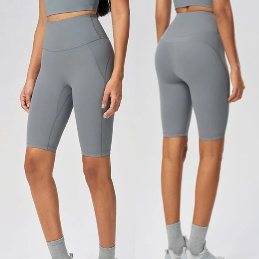 5 Inch Yoga Shorts High Waist Tummy Control Butt  Biker Shorts With Side Pockets