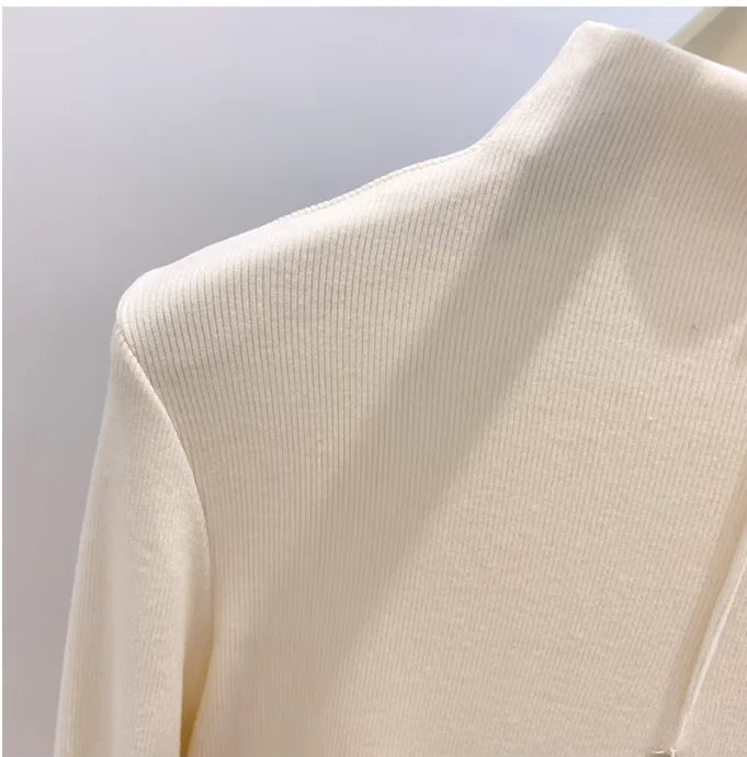 A123 AL4319-68-LHYF Thin V-neck Long Sleeved T-shirt For Women And Pure Cotton