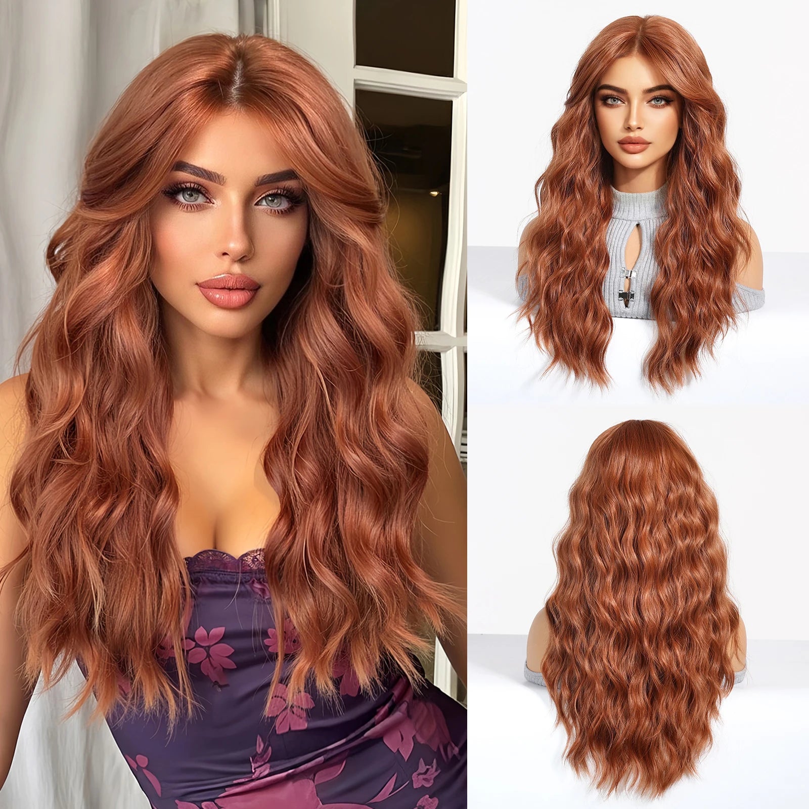 Dark Root Gray Ombre Loose Curly Synthetic Wig