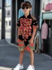 Striped Color Block Printed Boys' Summer Casual clothing