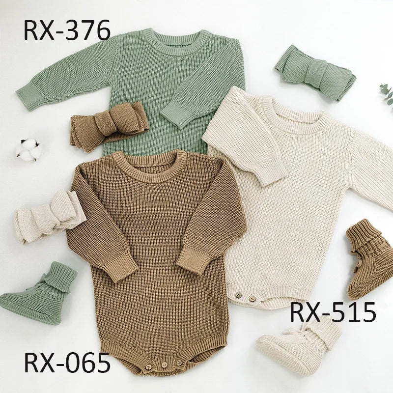 Wholesale Crochet Clothes Headbands Sock Shoes Plain Knitted Boys Girls Baby Sweaters Rompers