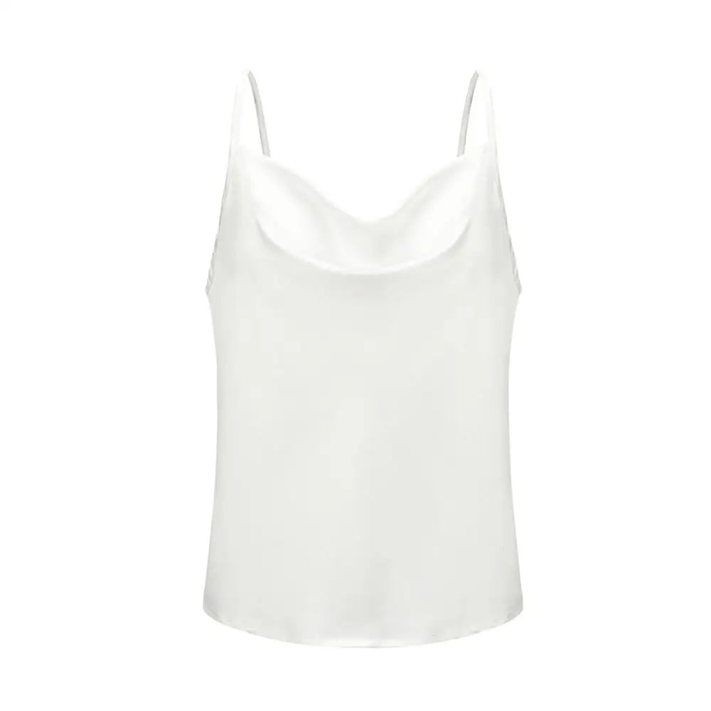 Basic Women Silk-Like Satin Tops Vest