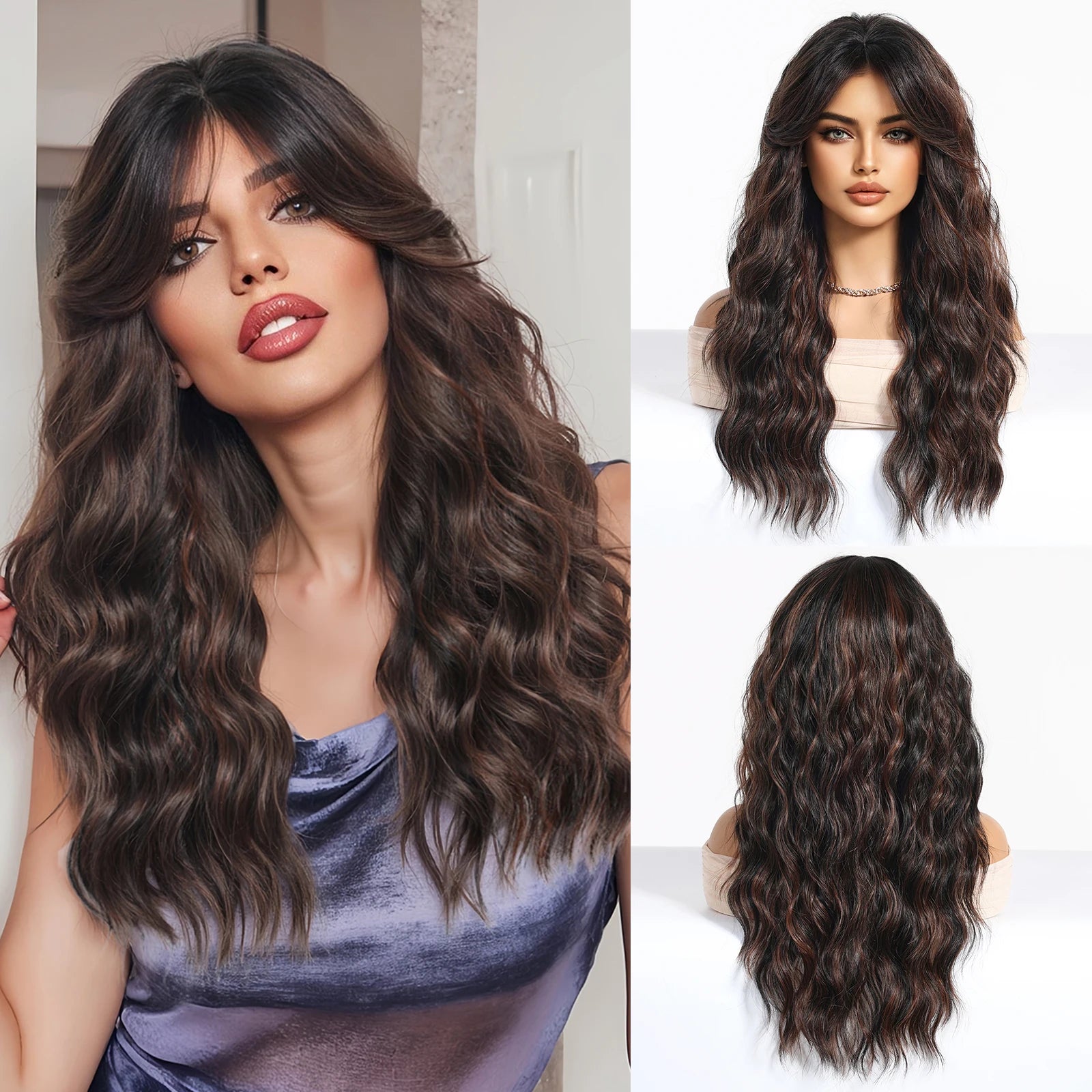 Dark Root Gray Ombre Loose Curly Synthetic Wig