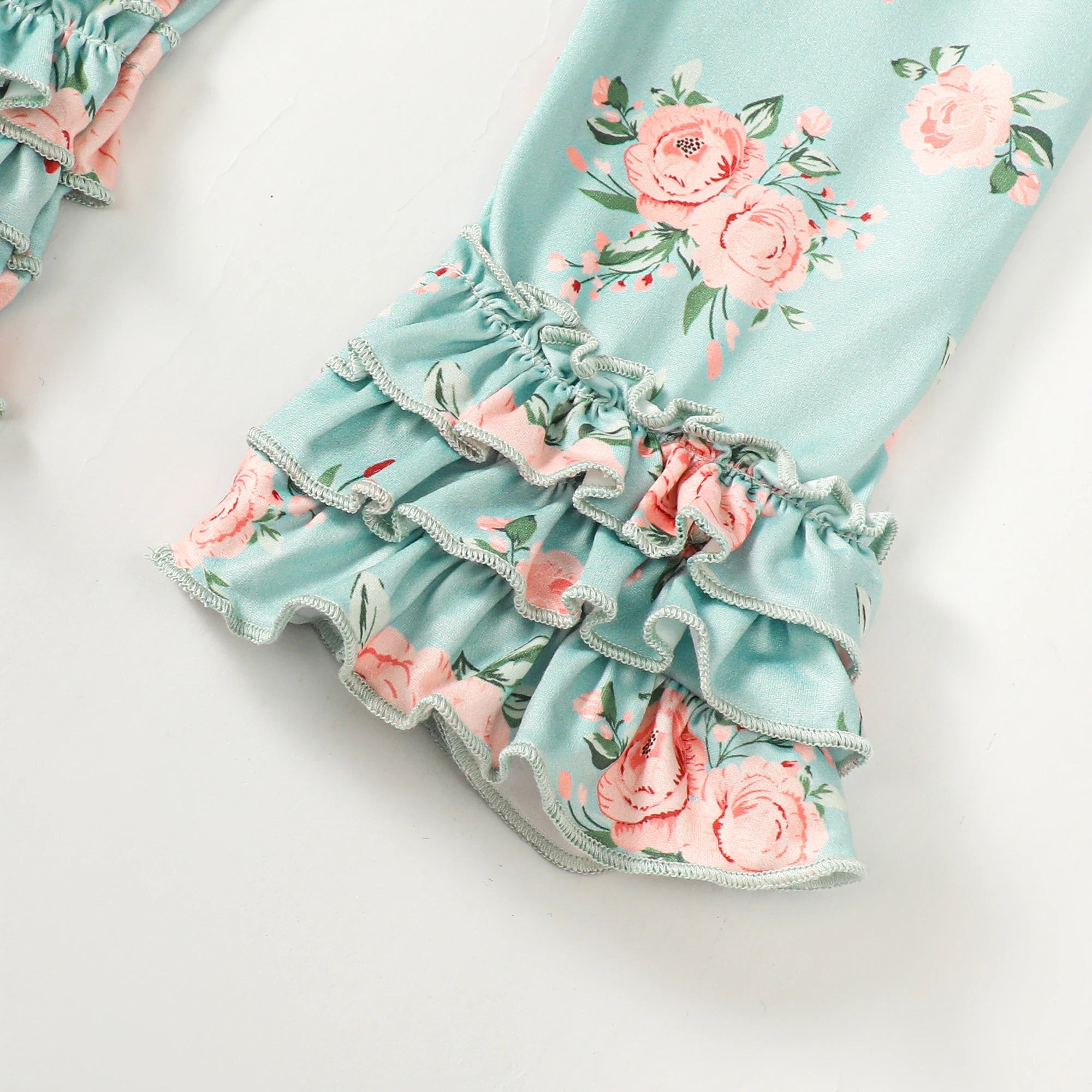 Girls Floral Ruffle Pants Headband Outfit