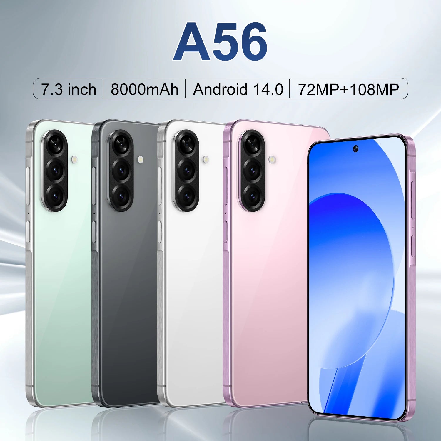 New Design A56 5G Smartphone Deca Core 108MP 16GB 1TB 7.3 Inch HD Display