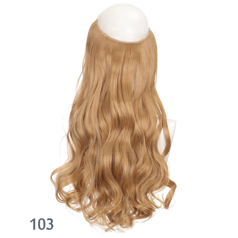 No Clip In Hair Extensions Fish Line Straight Curly Wig