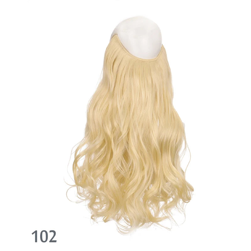No Clip In Hair Extensions Fish Line Straight Curly Wig