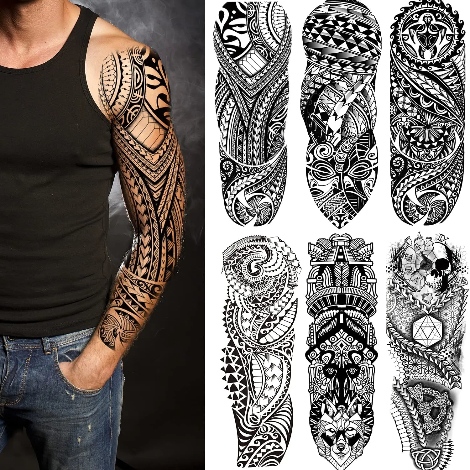 Wholesale& Custom Full Arm Temporary Sleeve Tattoos