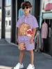 Striped Color Block Printed Boys' Summer Casual clothing