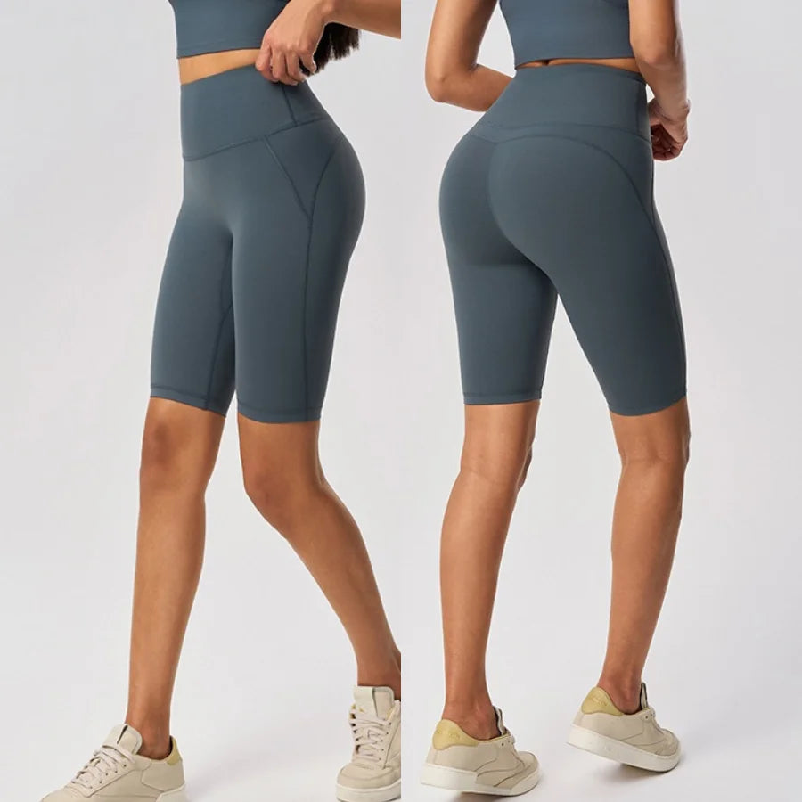 5 Inch Yoga Shorts High Waist Tummy Control Butt  Biker Shorts With Side Pockets
