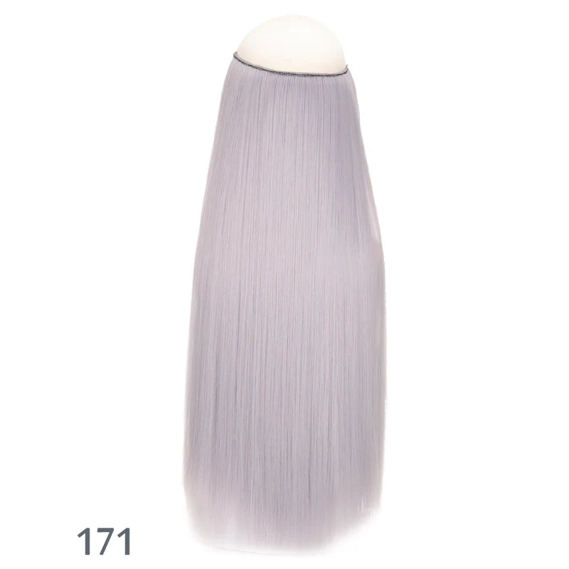 No Clip In Hair Extensions Fish Line Straight Curly Wig