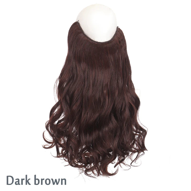 No Clip In Hair Extensions Fish Line Straight Curly Wig