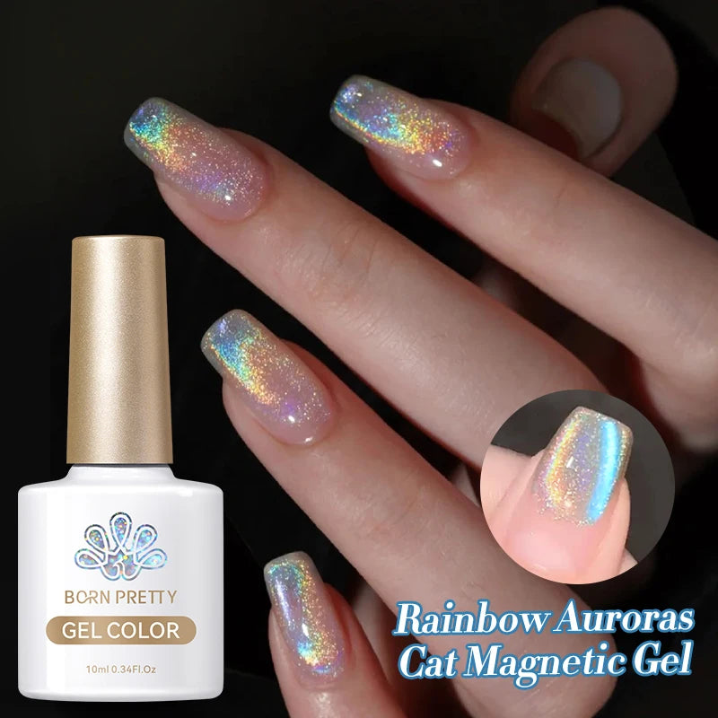 BORN PRETTY 10ml Rainbow Auroras Cat Magnetic Gel Nail Polish