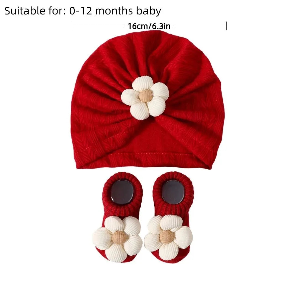 Baby Headscarf Hat Elastic Lightweight Hat Sock Set Newborn Supplies