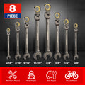 WORKPRO 8pcs Flex-Head Ratcheting Combination Wrench Set SAE 5/16-3/4 in 72-Teeth CR-V Constructed