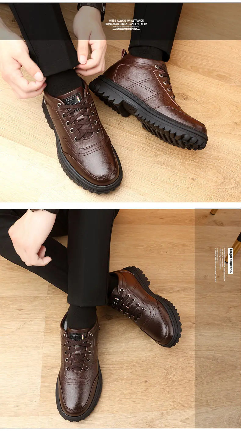 Men's Winter Thickened Warmth Casual Shoes,Leather Shoes
