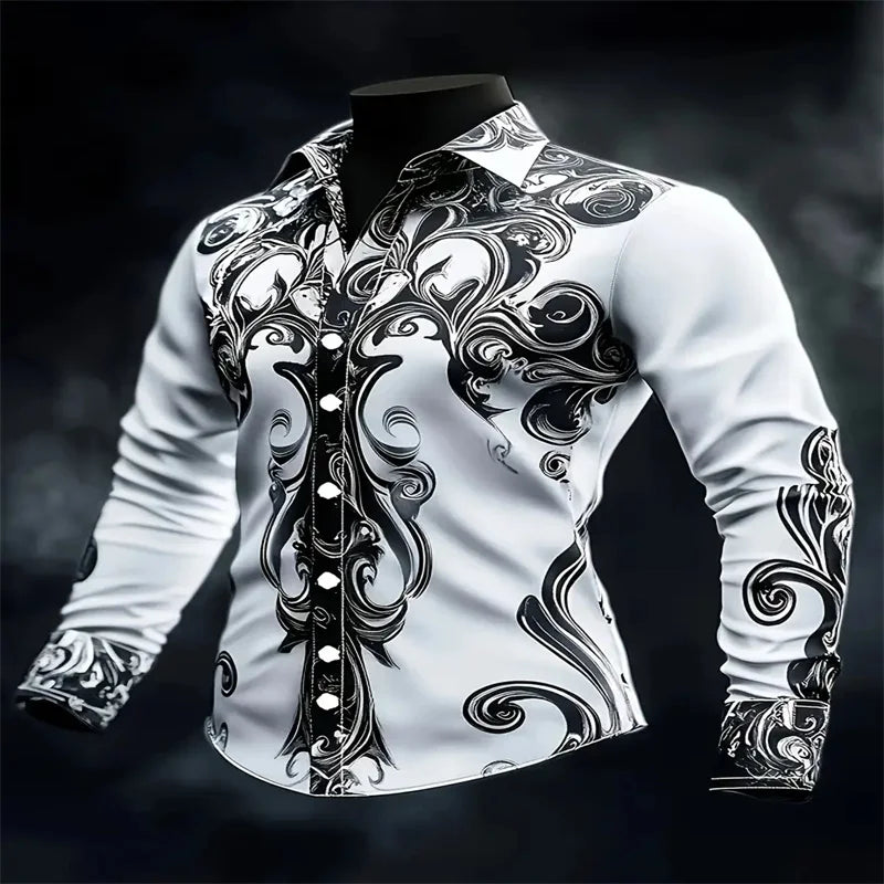 Men's Fashion Printed Shirt Retro Style, New 2026 fashion
