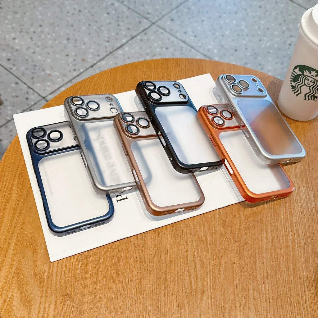 Phone Case For iPhone Air 17 Pro Max 16 15 14 Plating Frame Lens Glass