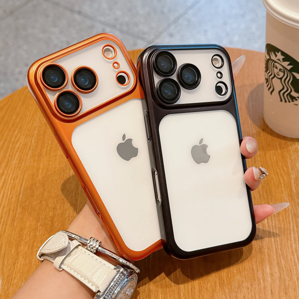 Phone Case For iPhone Air 17 Pro Max 16 15 14 Plating Frame Lens Glass