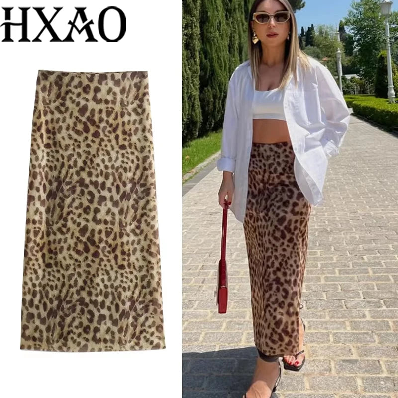 HXAO Tulle Leopard Skirts For Women