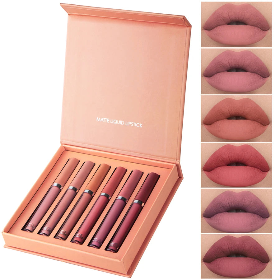Matte Lip Gloss Set 6 Color Lipstick Box Set