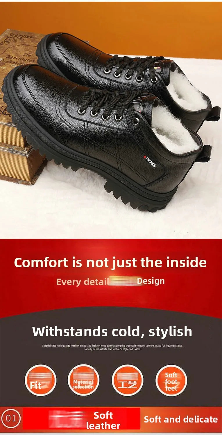 Men's Winter Thickened Warmth Casual Shoes,Leather Shoes