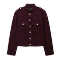 Women Soft Tweed Bomber Jacket