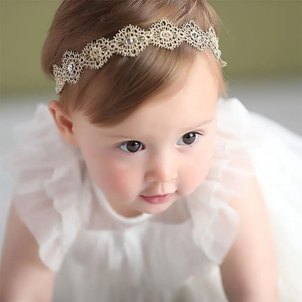 Cute Lace Headband Soft Newborn Elastic Turban  Princess Gold Hairband