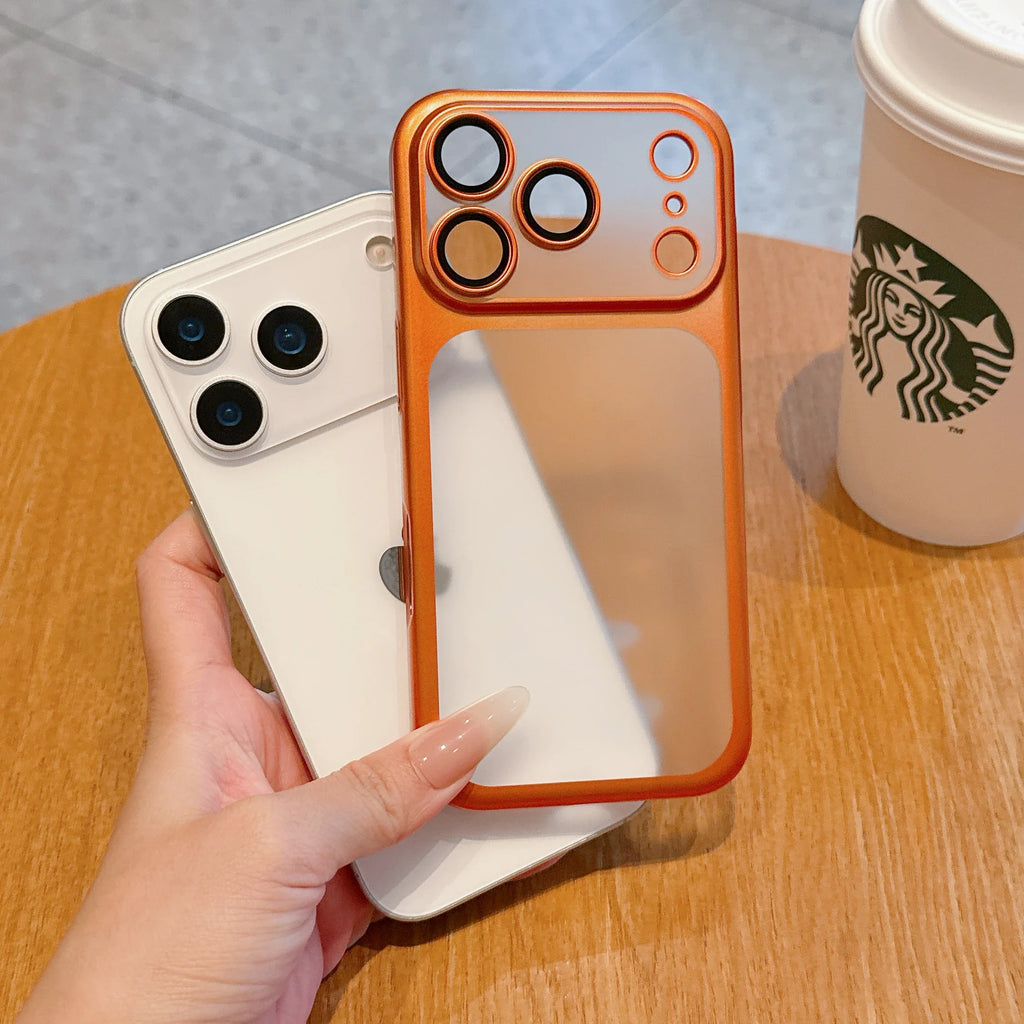Phone Case For iPhone Air 17 Pro Max 16 15 14 Plating Frame Lens Glass