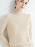 2026 Autumn Winter Solid Mock-neck Pullover Sweater For Women