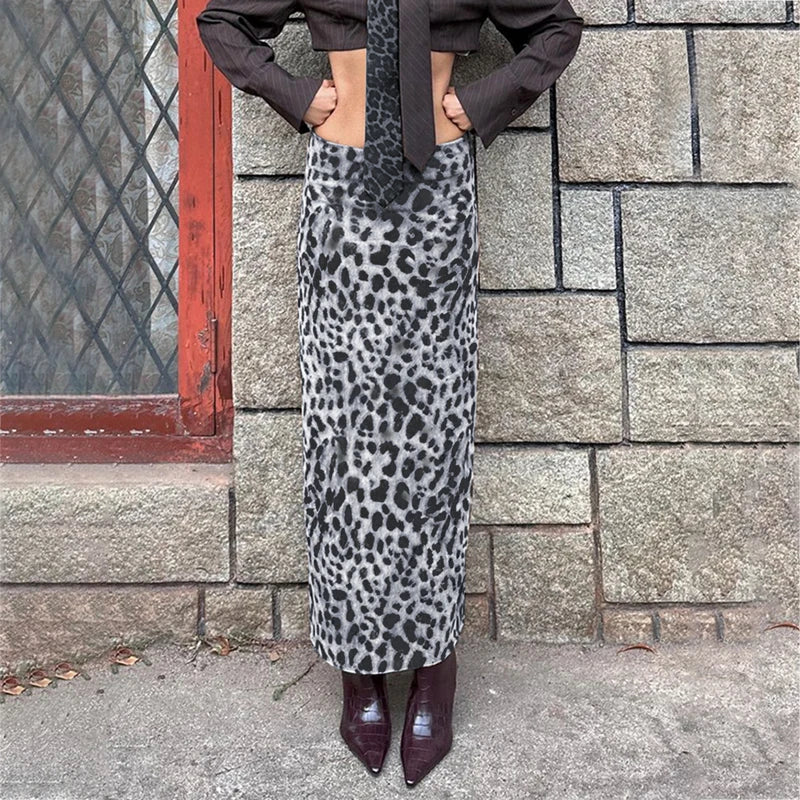 Dulzura Elegant Leopard Printed Midi Skirt Women Dress