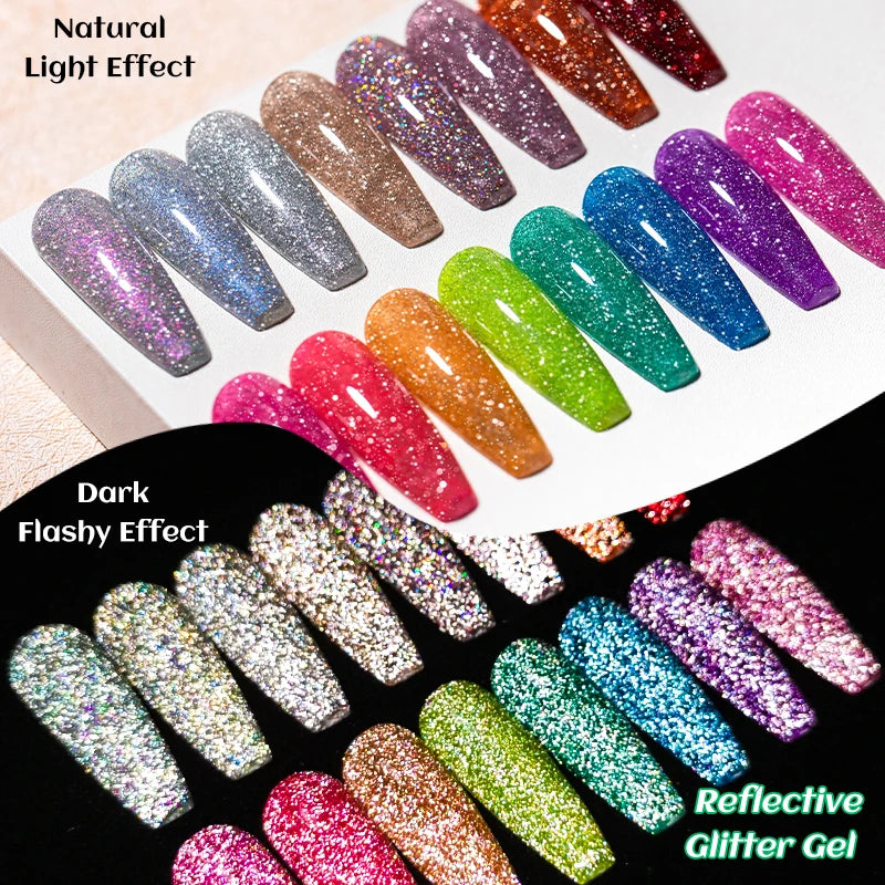 Gold Sliver Reflective Nail Gel Polish