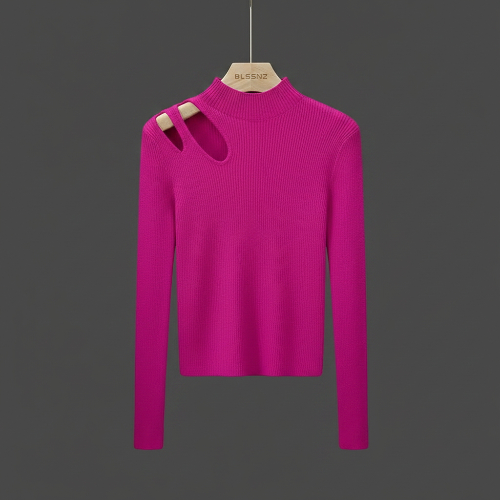Hollow-out Turtleneck Knitted Women Sweater