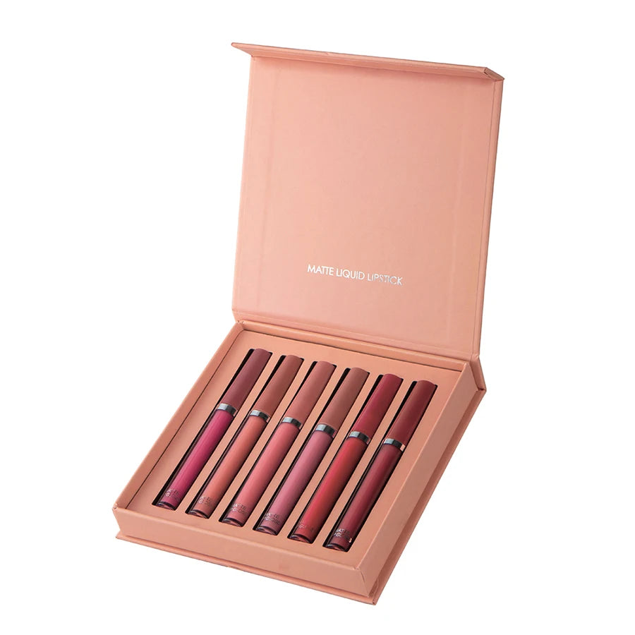 Matte Lip Gloss Set 6 Color Lipstick Box Set