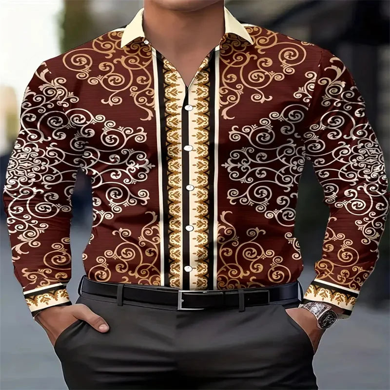 Men's Fashion Printed Shirt Retro Style, New 2026 fashion