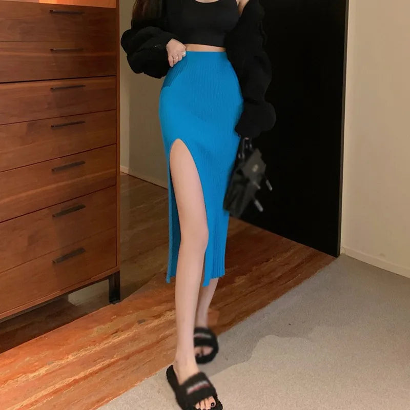 Hot Girl Knitted Elastic Dress